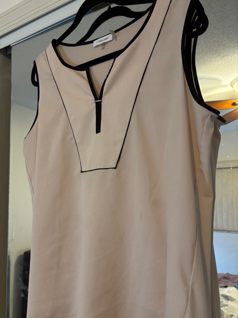 Calvin Klein Blush Pink Sleeveless Top with Black Trim